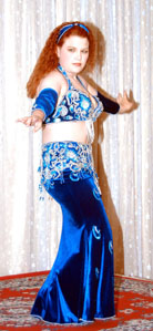 dancer in beaded blue velvet