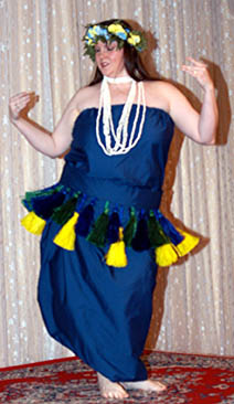 hula dancer wearing blue performs